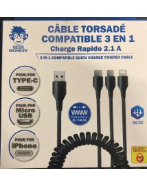 CABLE GEEK MONKEY compatible 3 en 1